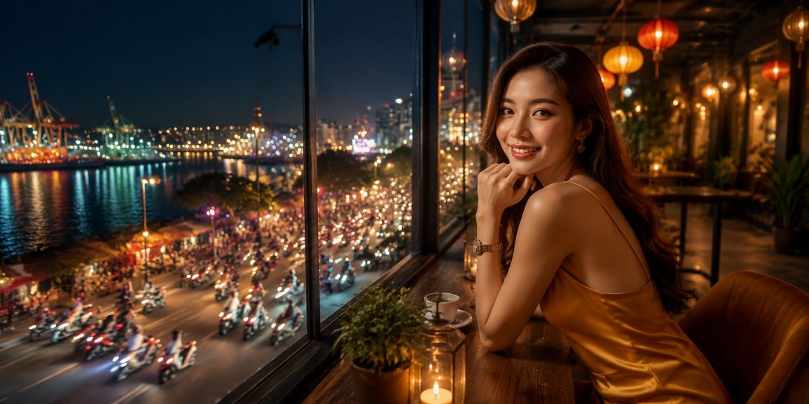 Người dùng tại Hải Phòng ngồi quán cà phê, xem thông tin hoàn tiền và reload bonus trên điện thoại
